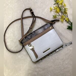 Aldo White Croc-Embossed Crossbody with Taupe & Snakeskin Accent